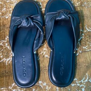 Coach Women's Black Knotted Slide Sandals